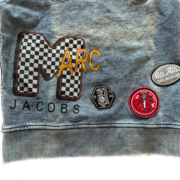 Little Marc Jacobs Distressed Denim Cotton Logo Patches Embroidery Sweatshirt 4 - Picture 6 of 14